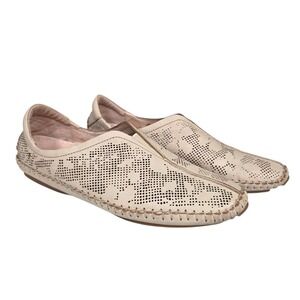 Pikolinos Jerez‎ Perforated Leather Shoes Marfil Ivory Womens Sz 7 US Slip On